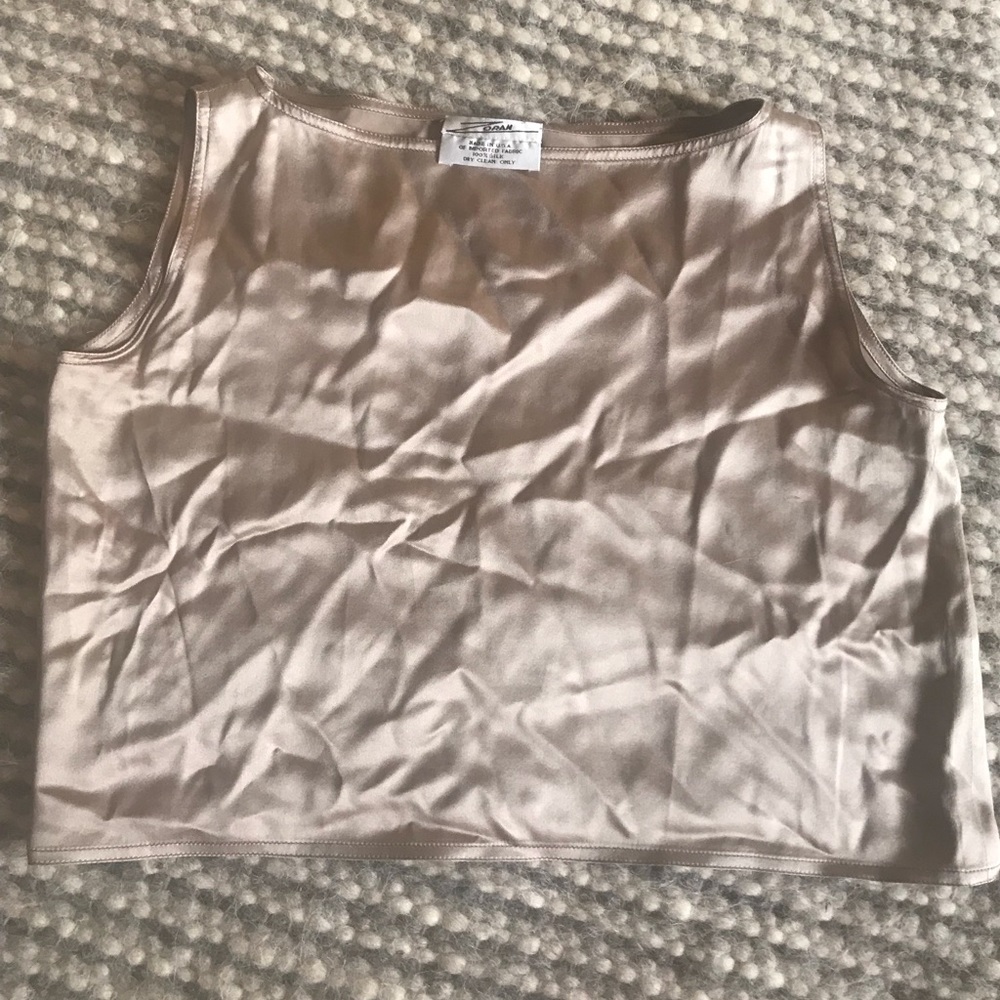 Vintage silk high neck crop tee